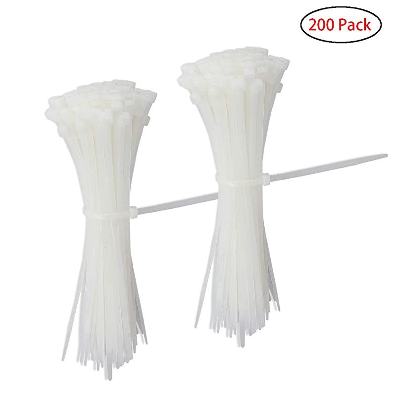 Zip Ties Nylon Self Locking Wire Tie 4 inch 200 Pieces White