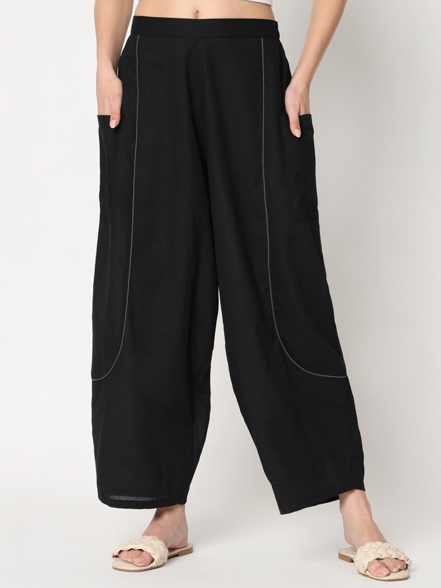 9rasa Black Cotton Pants