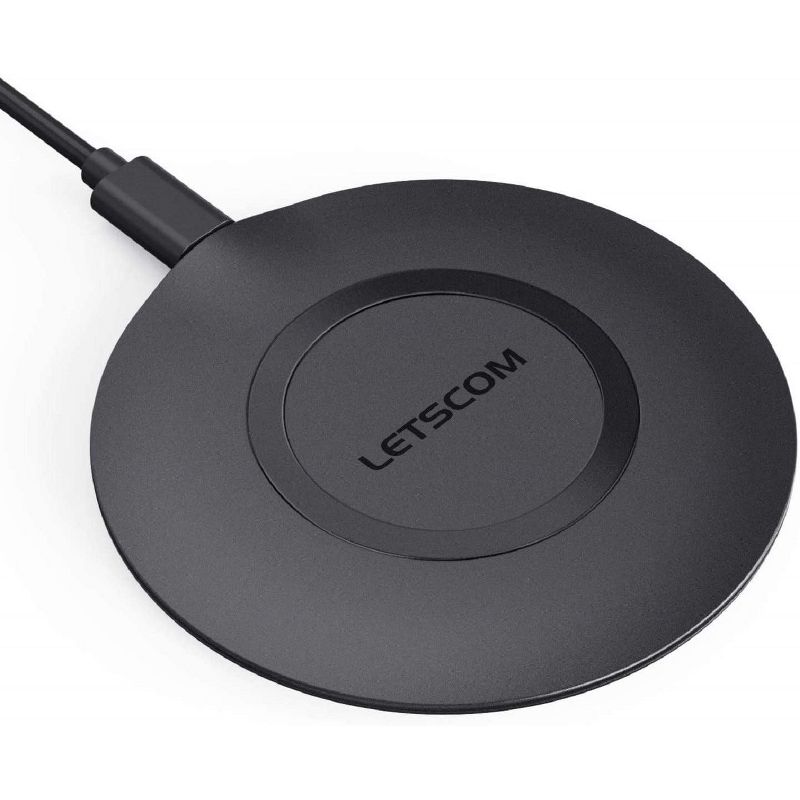 Letscom Wireless Charger, Qi-Certified 15W Max Fast Wireless Charging Pad, Compatible with Apple, Samsung & LG Phones AV Adapter NOT Included - Super P