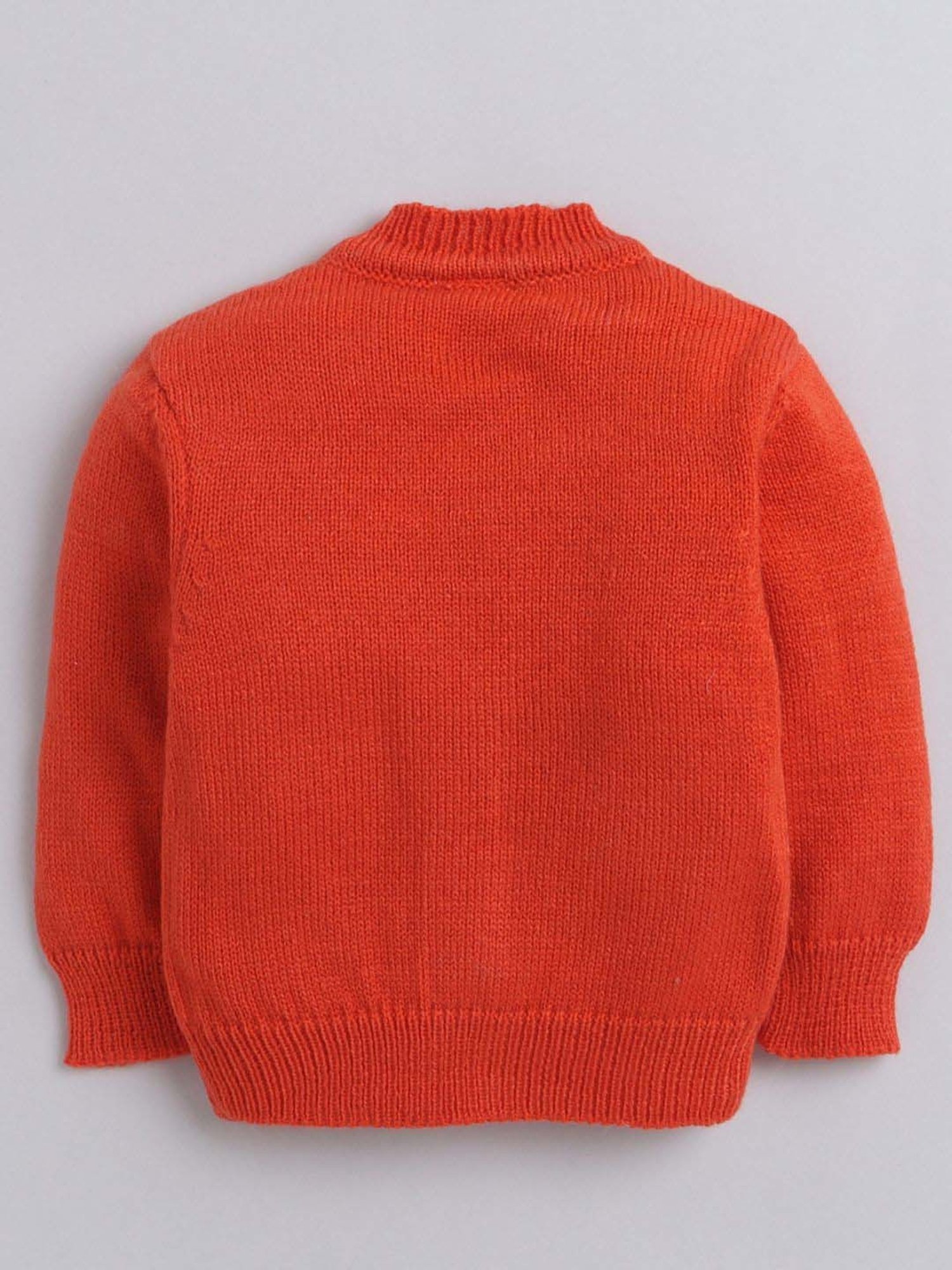 Little Angels Kids Orange Textured Pattern Full Sleeves Sweater Set