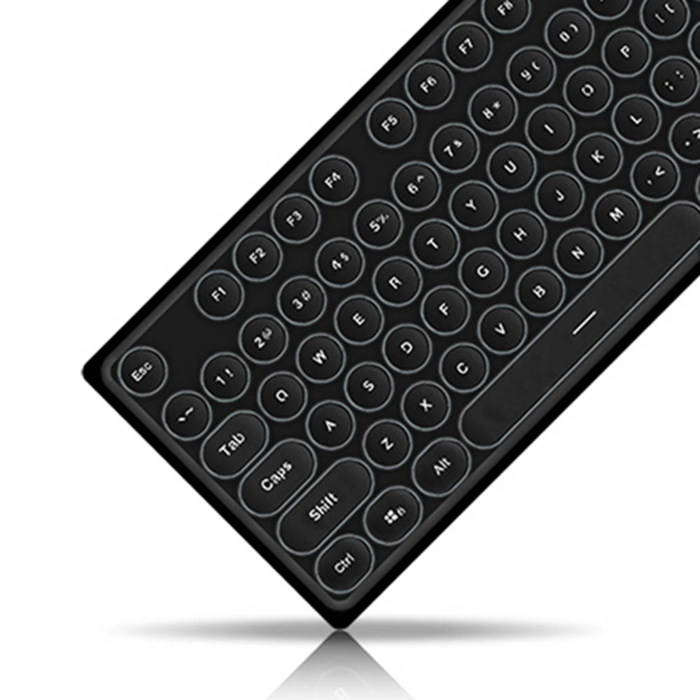 Wired Keyboard Retro Punk Round Keycap Mute White Backlit Ergonomic Slim Keyboard for Office Gamers Programmers Typists Laptop Computer