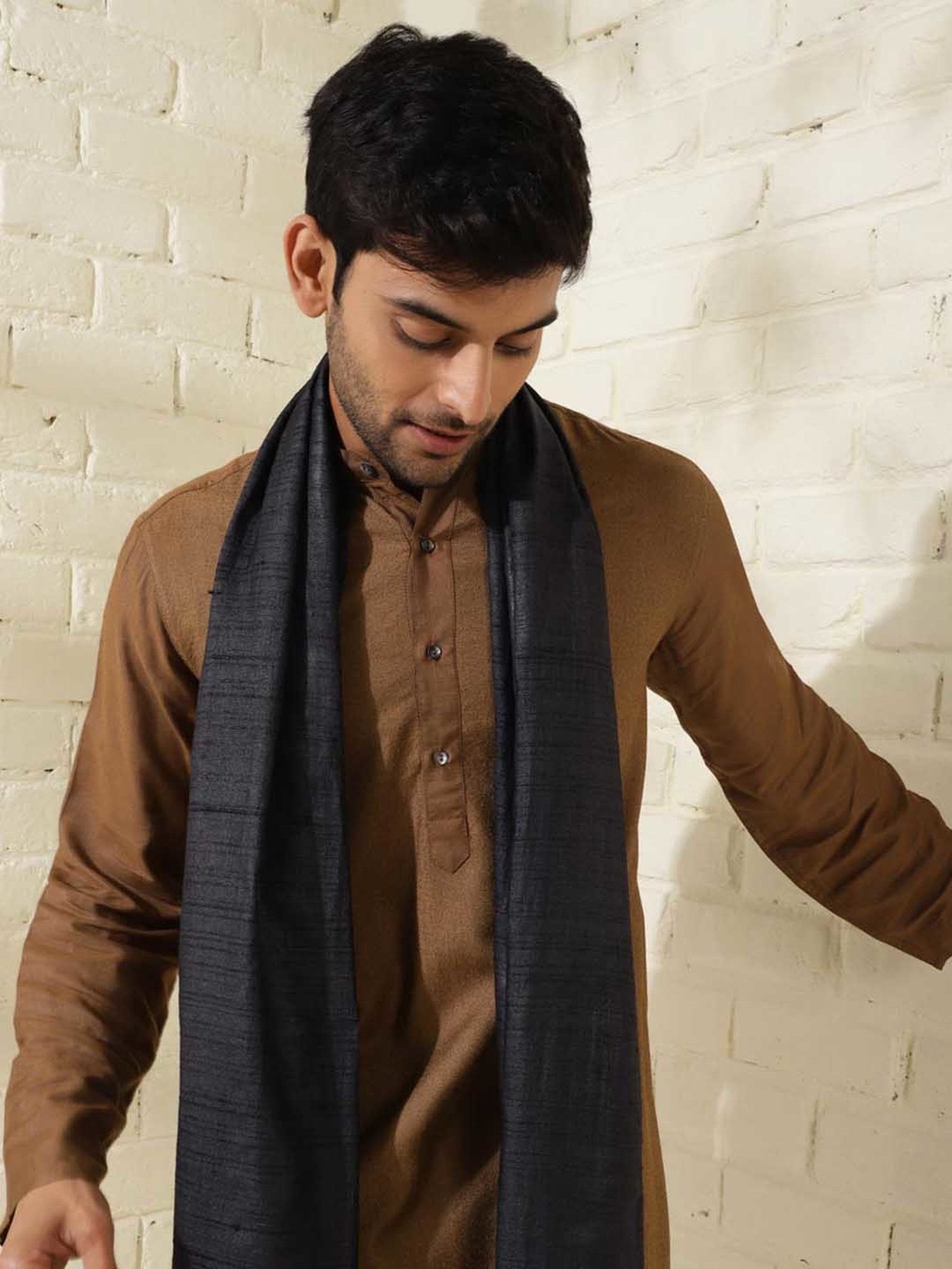 Fabindia Charcoal Striped Stole