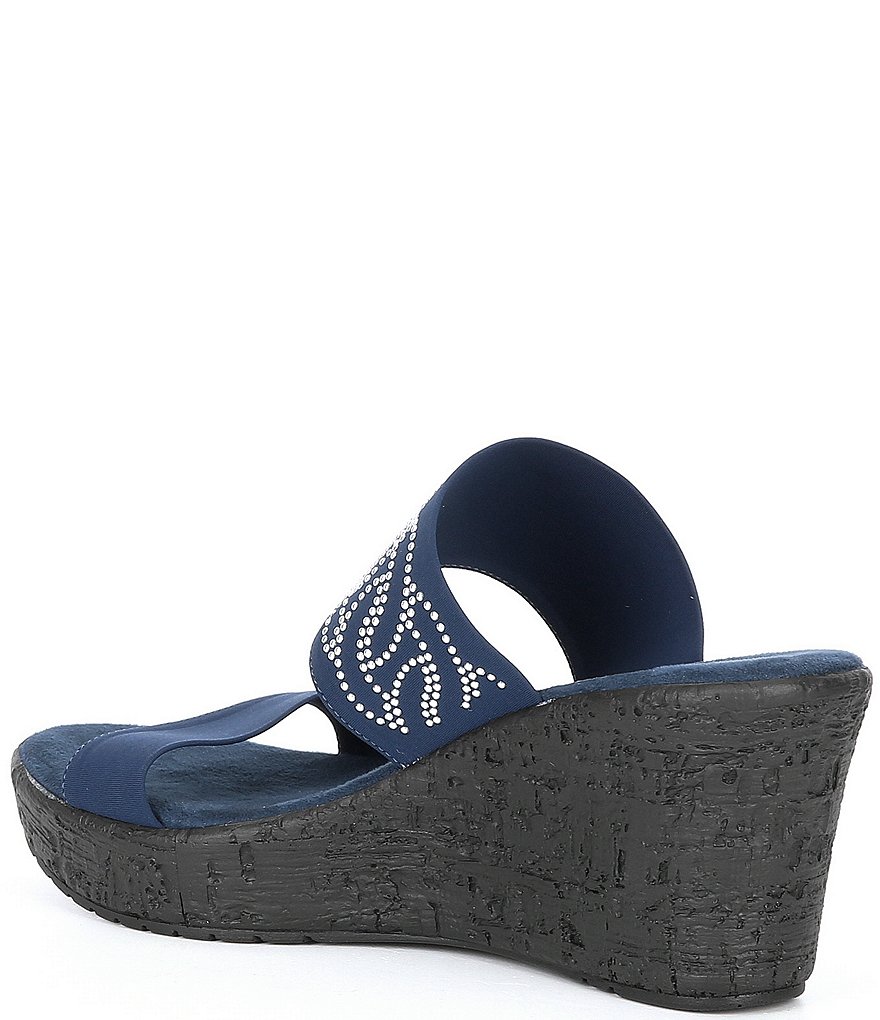 Onex Bernice Embellished Leather Slide-On Wedges