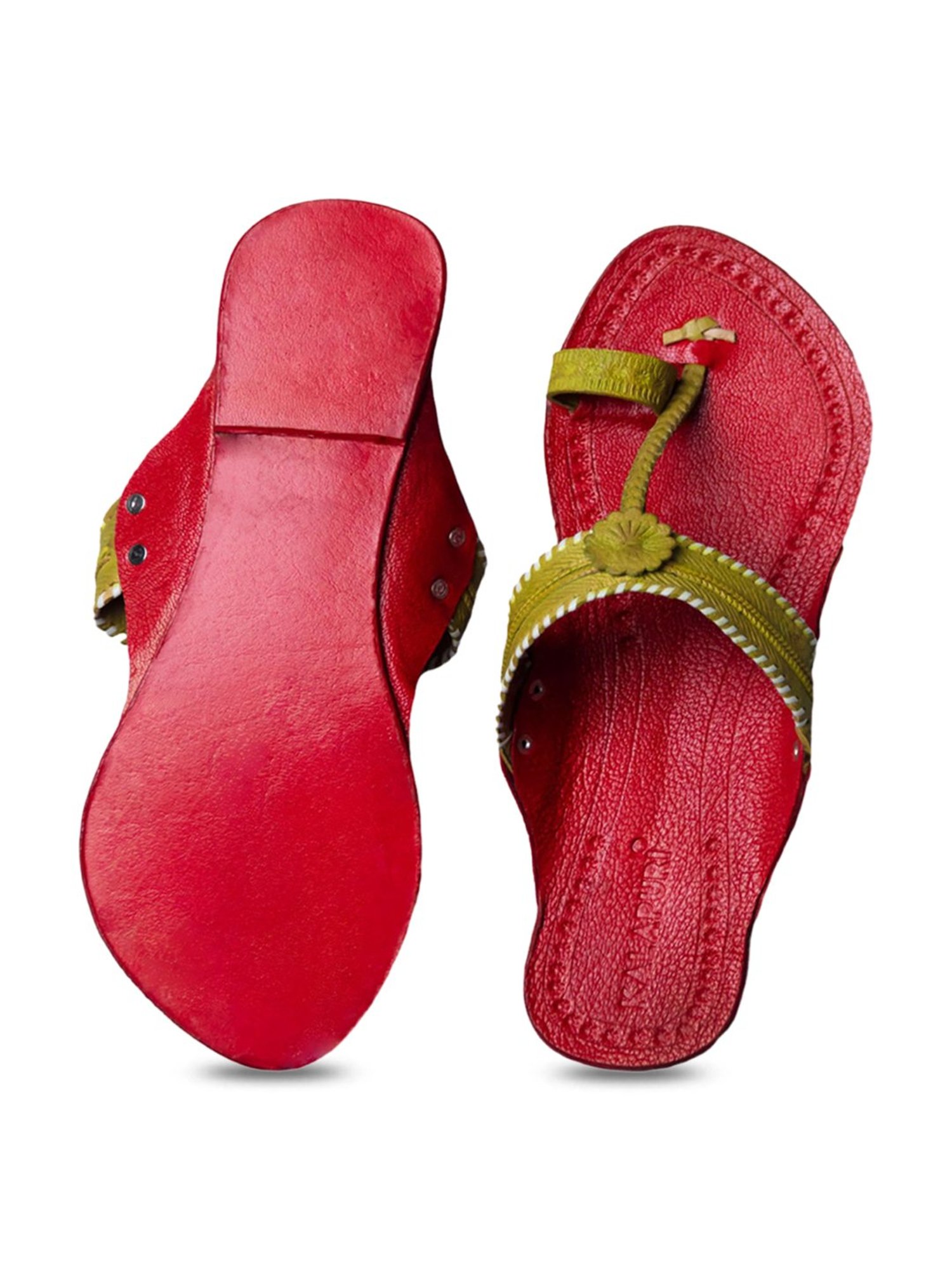 Kalapuri Women's Green Kolhapuri Sandals