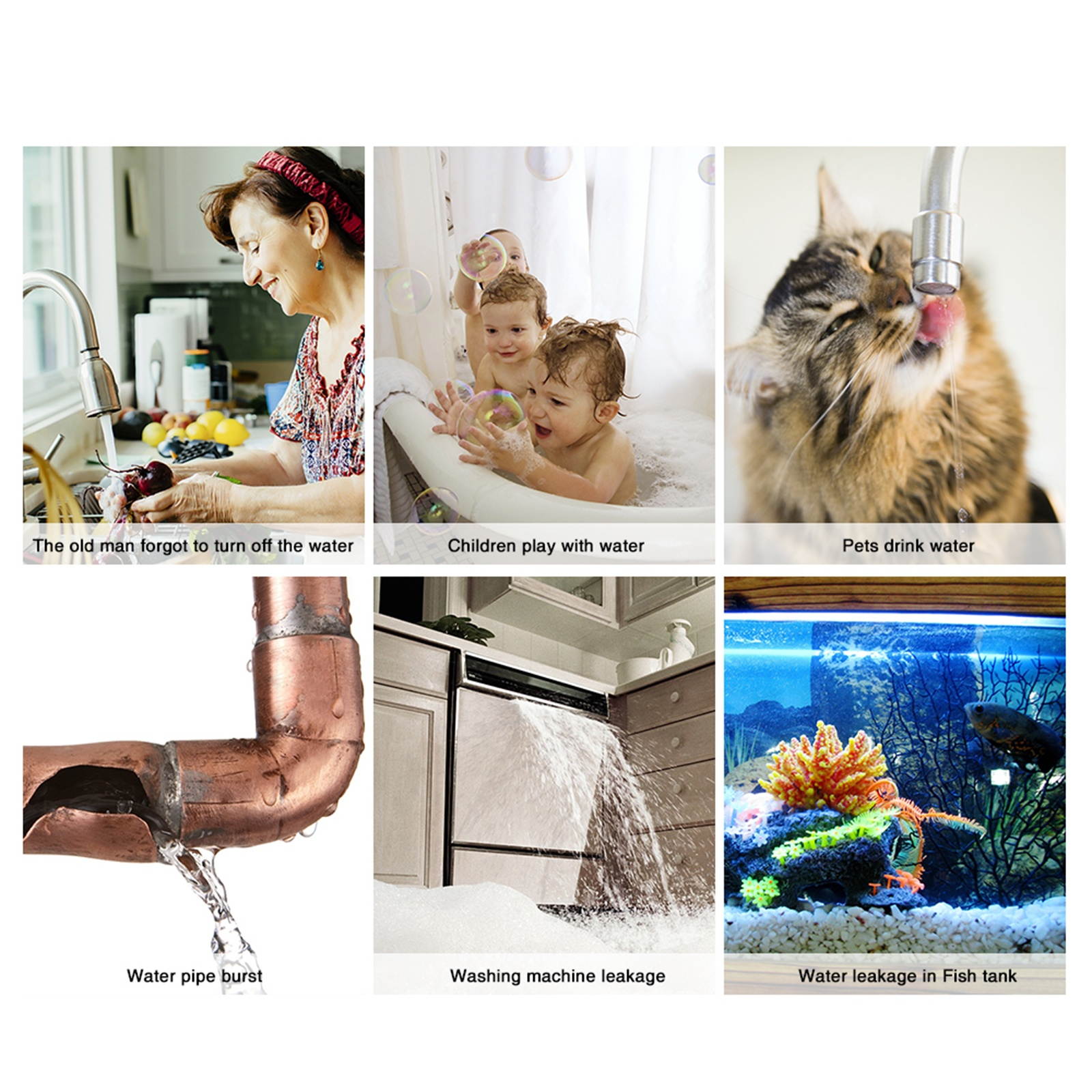 WIFI Water Leak Sensor Water Leakage Intrusion Detector Alert Water Level Overflow Alarm Tuya Smart Life App Remote Control Compatible with IFTTT for Home House Security