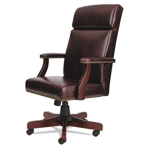 Alera Traditional Series High-Back Chair 275lbs Cap Oxblood Burgundy Mahogany