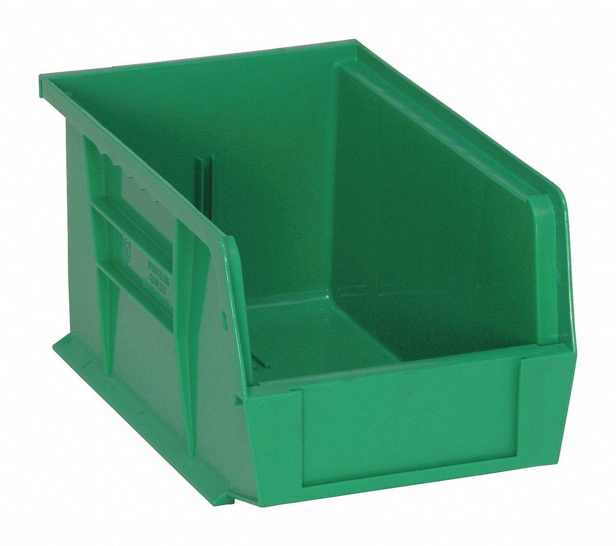 QUANTUM STORAGE SYSTEMS QUS221GN Green Hang and Stack Bin, 9-1/4"L x 6"W x 5"H