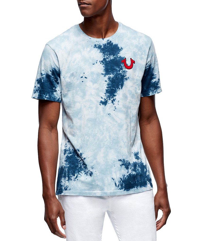 True Religion Buddha Logo Crew Neck Short-Sleeve Tie-Dye Graphic T-Shirt