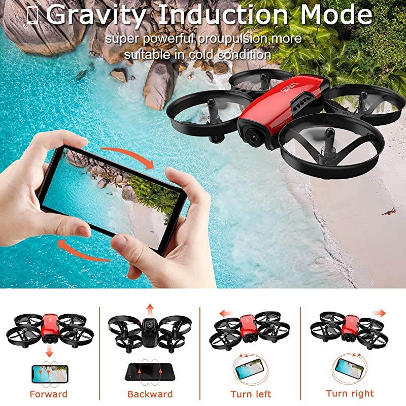 U61W Drones for Kids with 720P HD Camera, Mini Drone WiFi FPV RC Quadcopter for Beginners, Route Making, Headless Mode, One-Key Start, Emergency Stop, Great Gift for Boys Girls, 2 Batteries