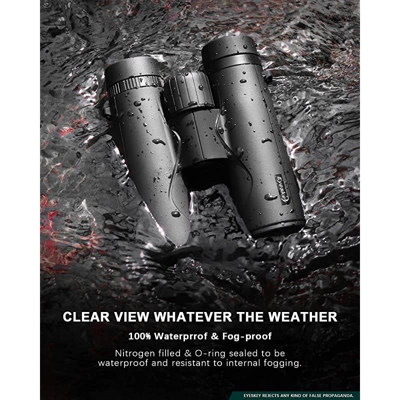 Bird Watching Binoculars for Adults Compact | Waterproof Fog Proof Binoculars for Outdoor Games Hunting | Clear LowLight Vision | Wide Field of View | Professional Sports Optics Black8X42