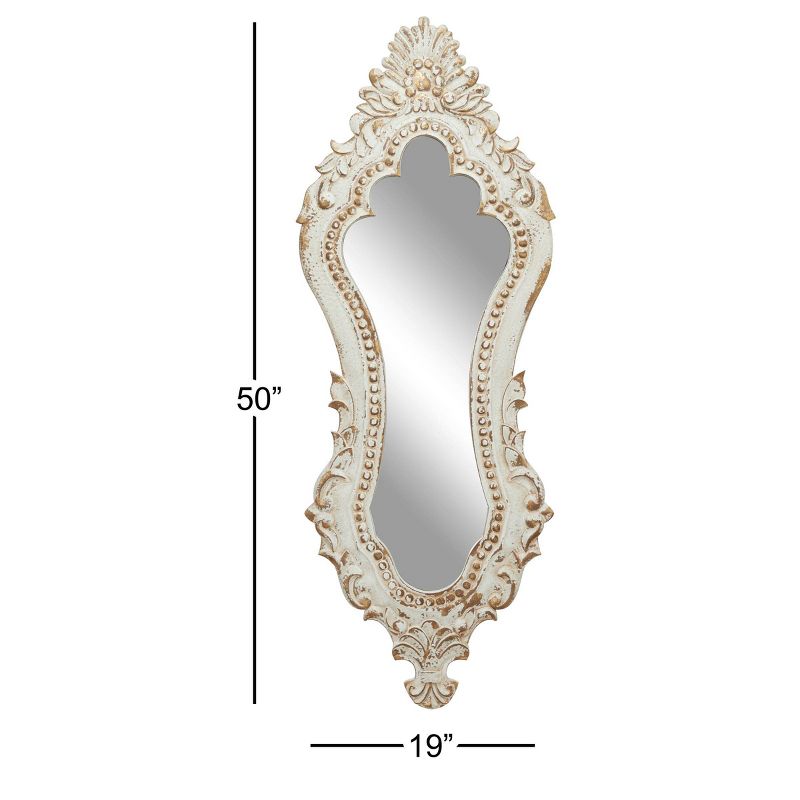 19" x 50.5" Antique Style Extra Large Oval Distressed Wall Mirror with Carved Acanthus Designs White - Olivia & May