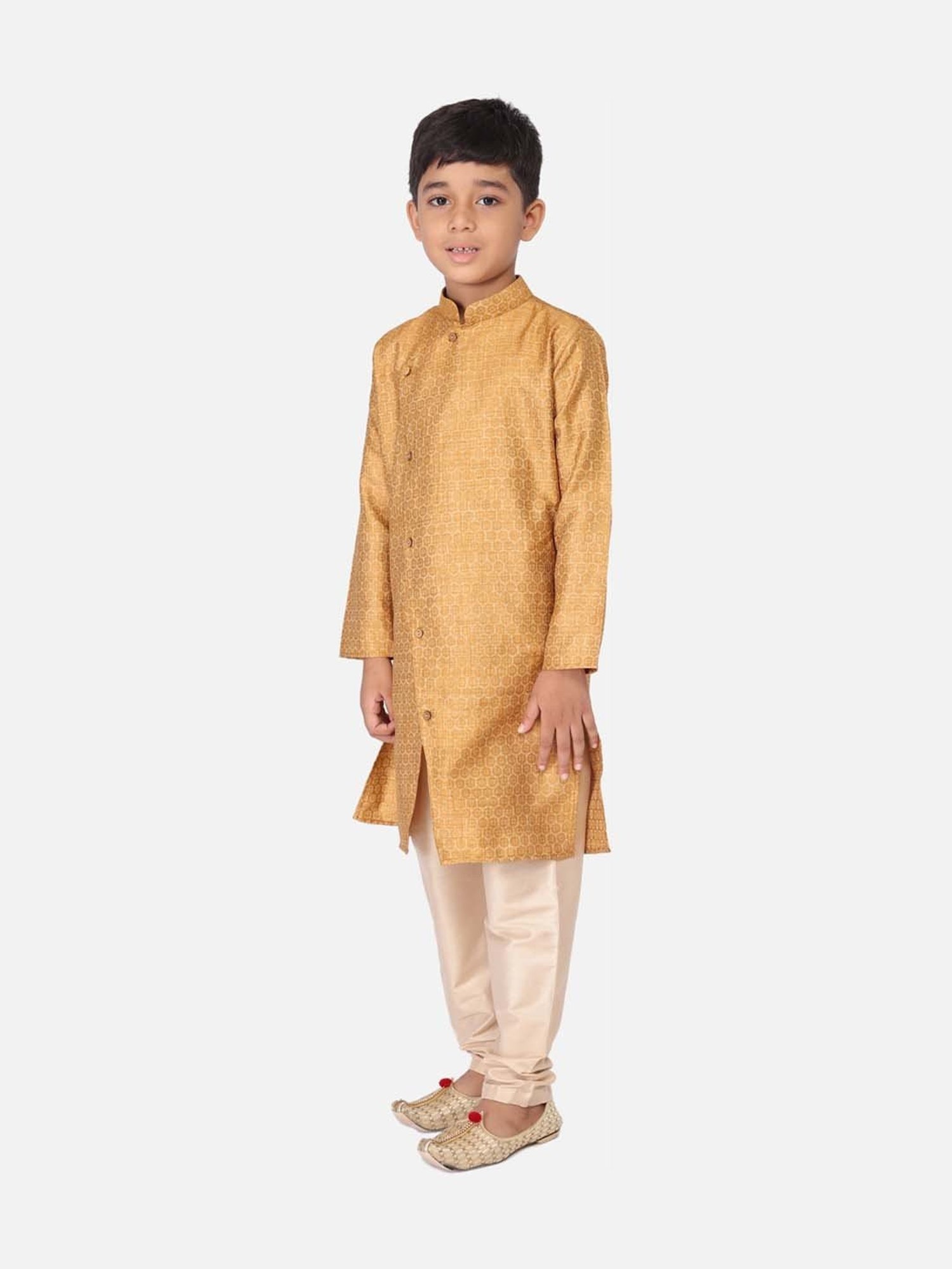 TABARD Kids Yellow & Beige Printed Kurta Set