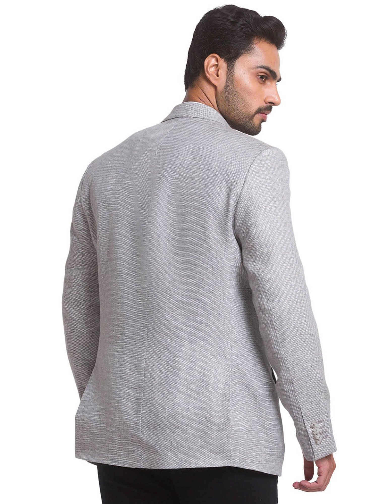 ColorPlus Grey Slim Fit Textured Blazer
