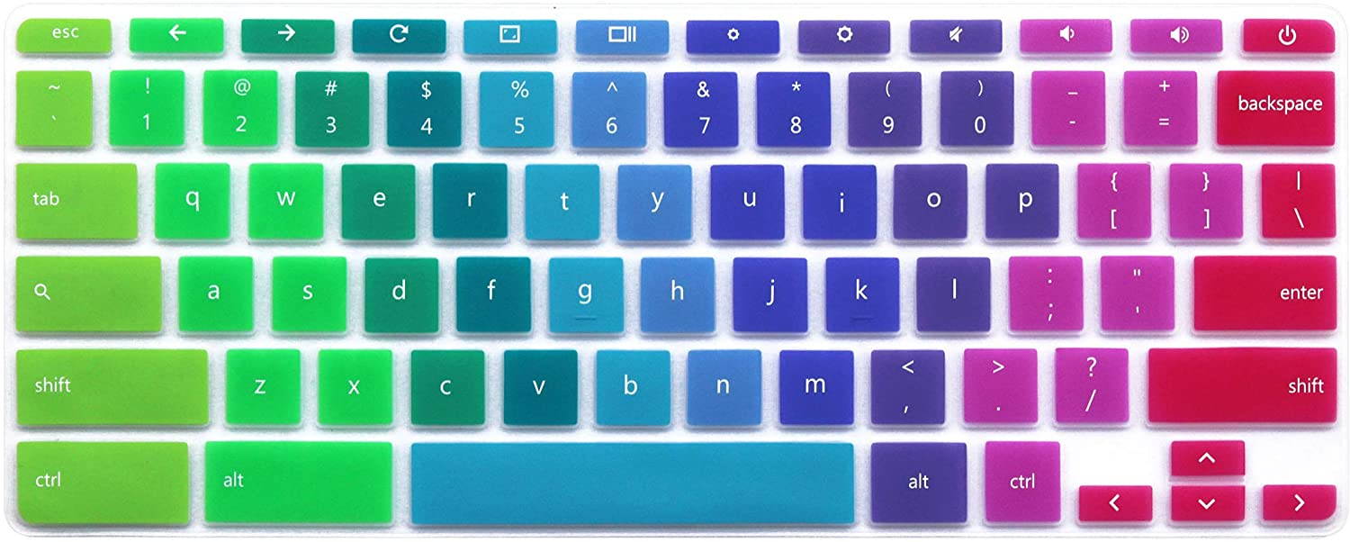 Silicone Keyboard Skin for HP Chromebook 14-X 14-ak 14-ca 14-db Series, HP Chromebook 14 G2 G3 G4 Series, HP Chromebook 11 G2, G3, G4, G5, G6 EE Series, 11.6" HP Chromebook x360 11-ae Series Rainbow