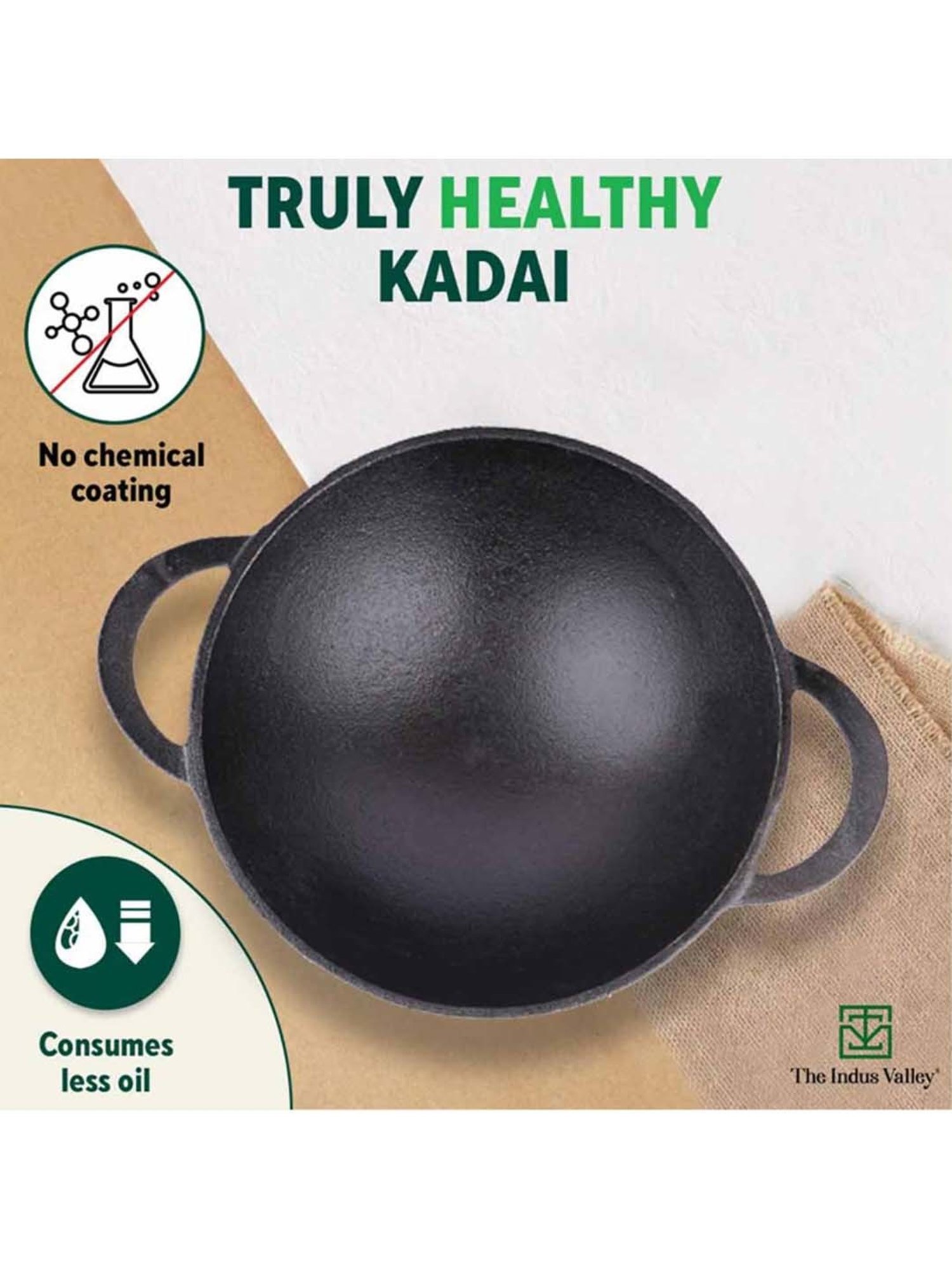 ALLO Silver Stainless Steel Induction Friendly Triply Kadhai (3 L)