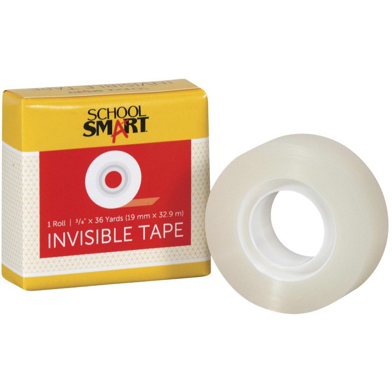 School Smart Invisible Tape, 3/4 x 1296 Inch, Clear, pk of 12
