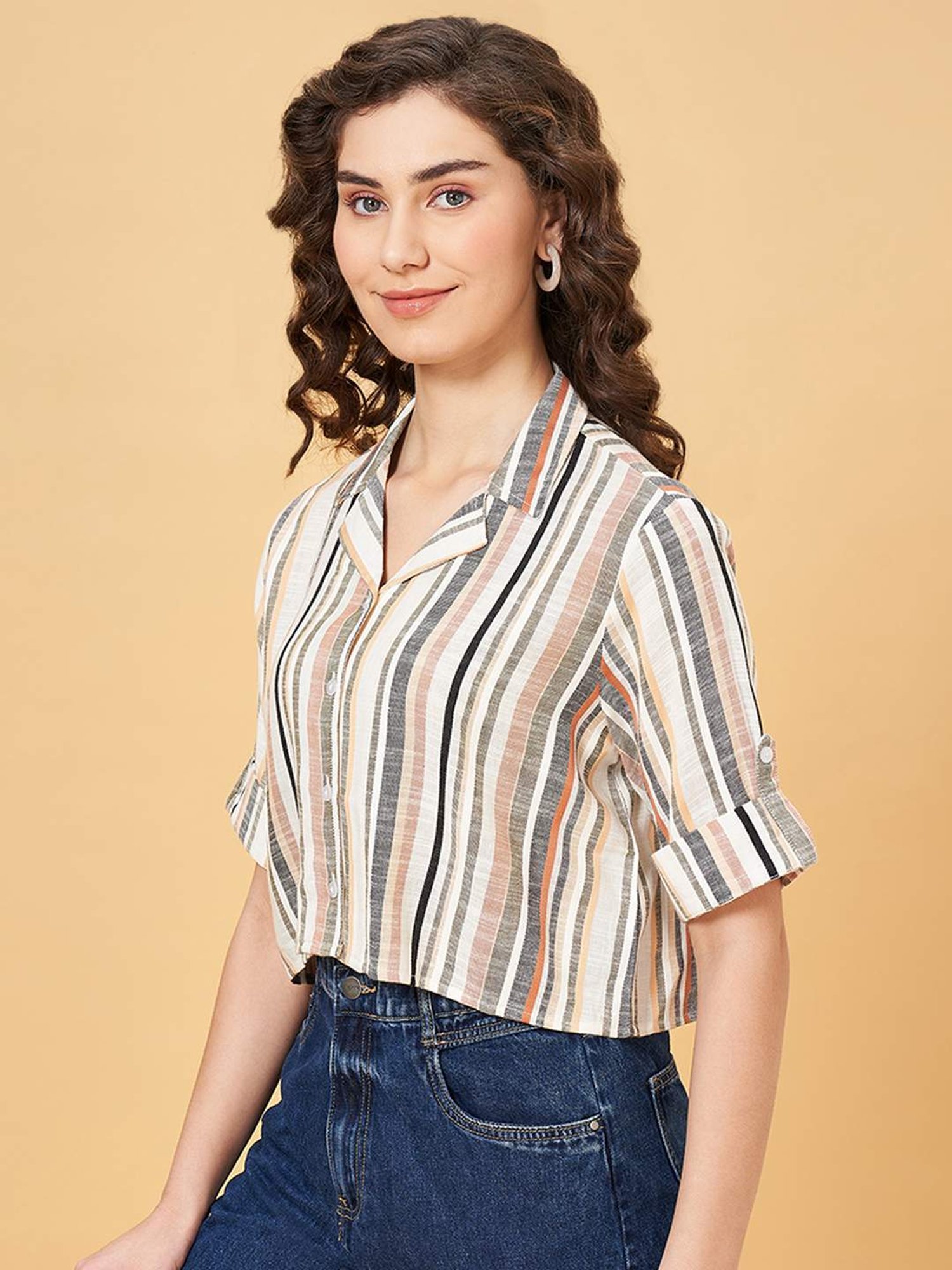 YU by Pantaloons Off-White Printed Top