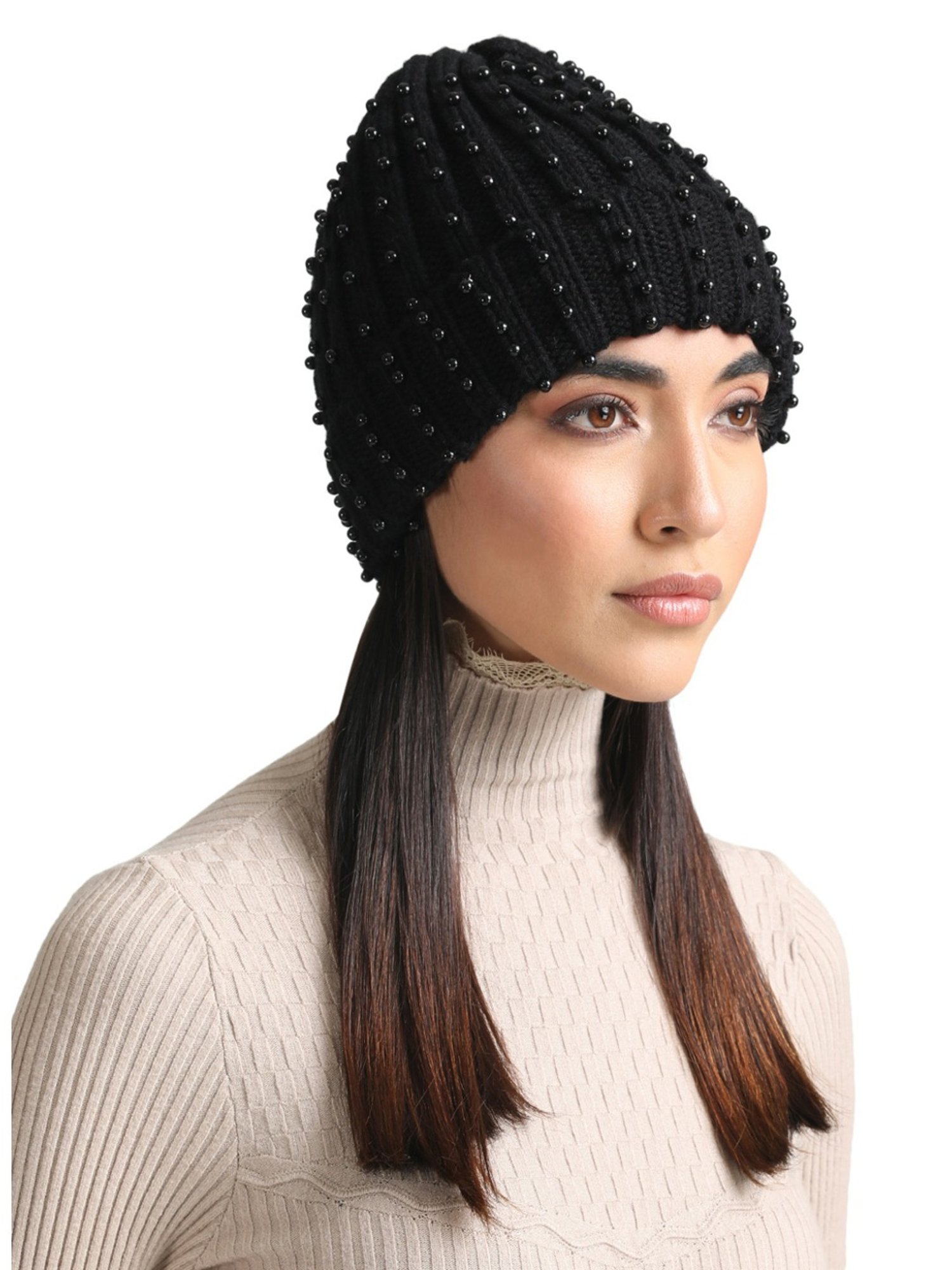 Kazo Black Embellished Beanies