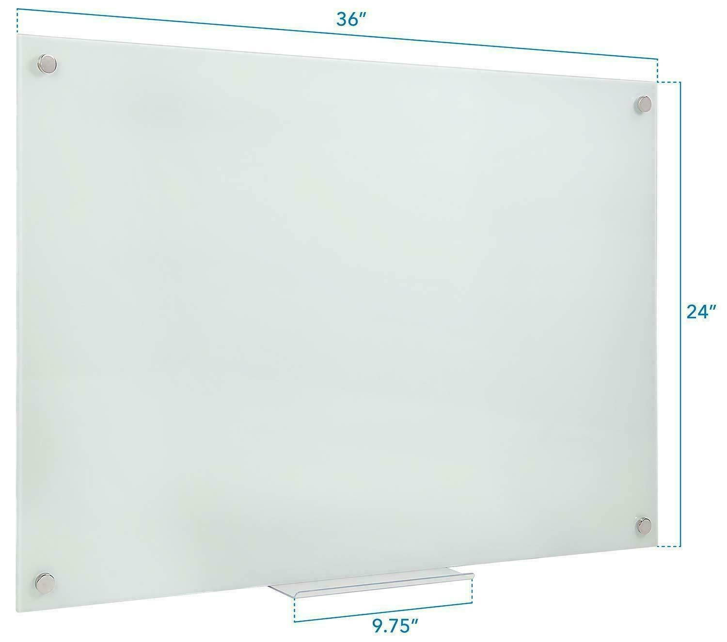 Magnetic Glass Dry Erase Board Wall 36" x  24" Inches W/ Accessory Kit