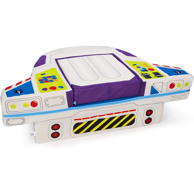Marshmallow Furniture Children's 5-in-1 Toy Story Buzz Lightyear Transforming Lounging Cushion Plush Chair