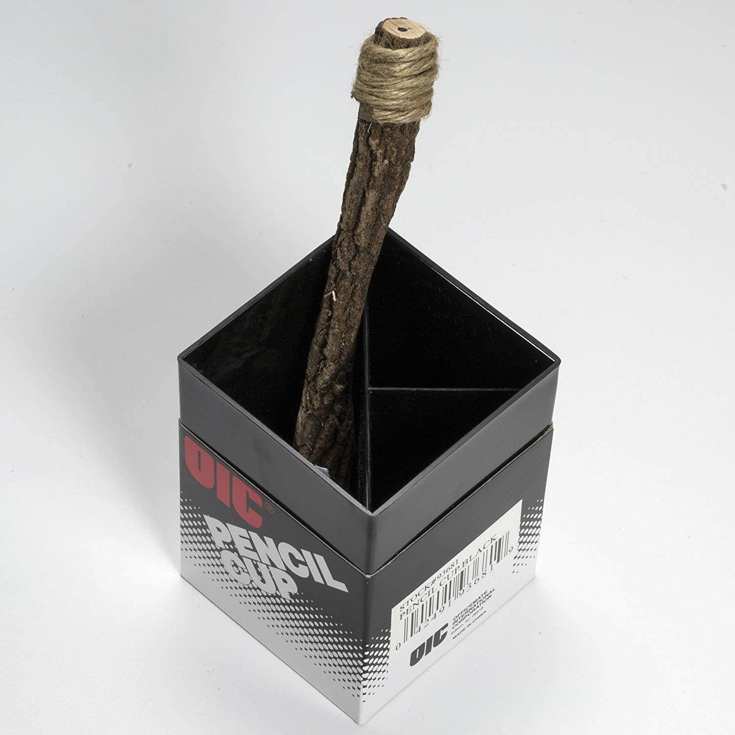 Officemate OIC Pencil Cup with 3 Compartments, Black (93681)