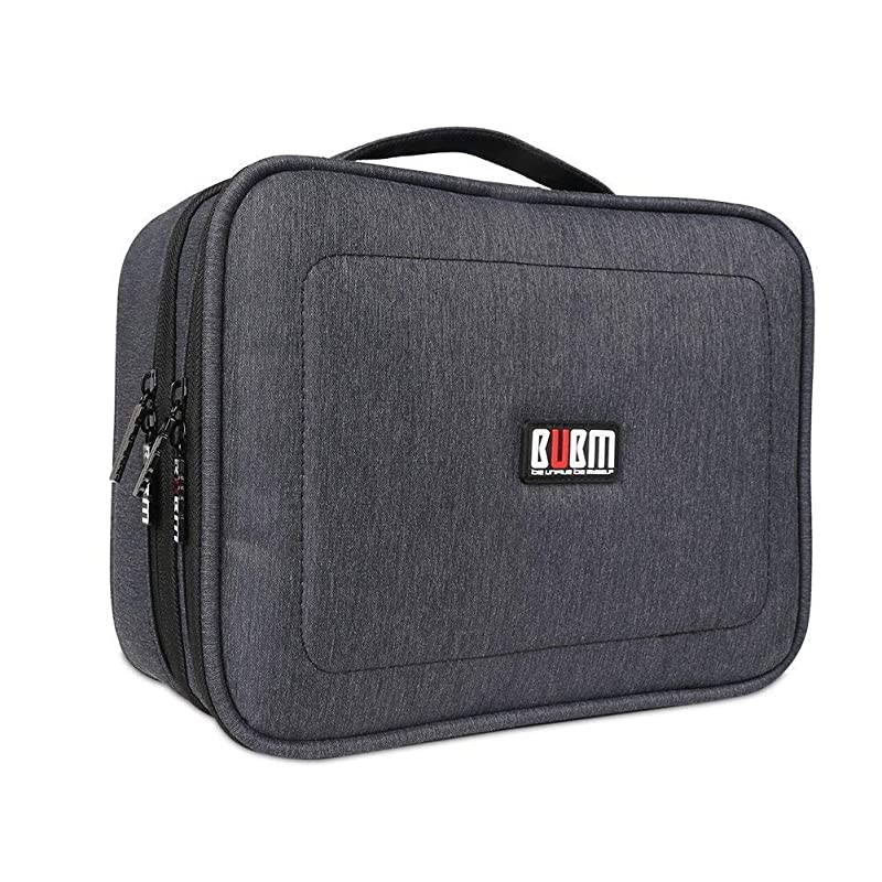 Electronic Organizer Double Layer Travel Accessories Storage Bag for Cord Adapter Battery Camera and Morea Sleeve Pouch for iPad or up to 97 TabletLarge Black