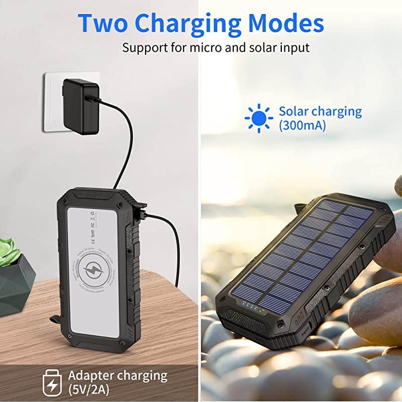 Charger 26800mAh,Wireless Portable Power Bank Panel Charger with 28 LEDs and 4 Outputs External Backup Battery Huge Capacity Phone Charger for Camping Outdoor for iOS Android