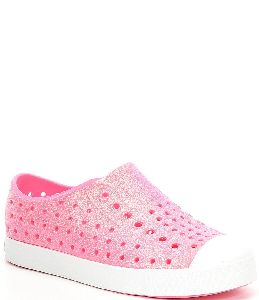 Native Girls' Jefferson Bling Glitter Perforated Slip-On Sneakers (Toddler)