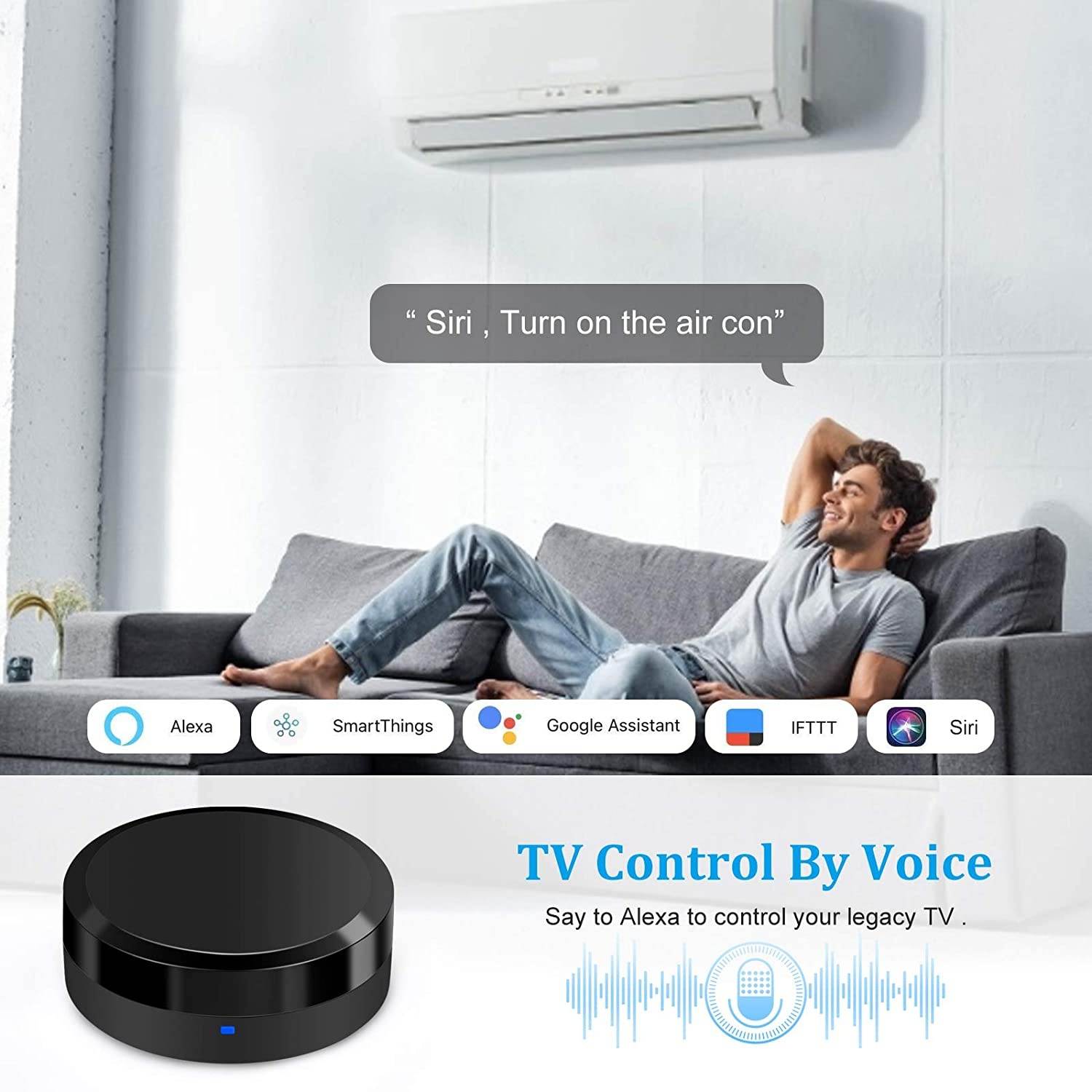 IVY Smart Home Phone Hub-WiFi Universal Remote Control IR Blaster for TV Projector Air Conditioner Fan etc,All IR Control Device,Compatible with Alexa, Google Home, HomePod, IFTTT