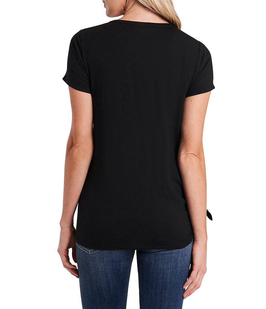 CeCe Short Sleeve Side Tie Knit Tee