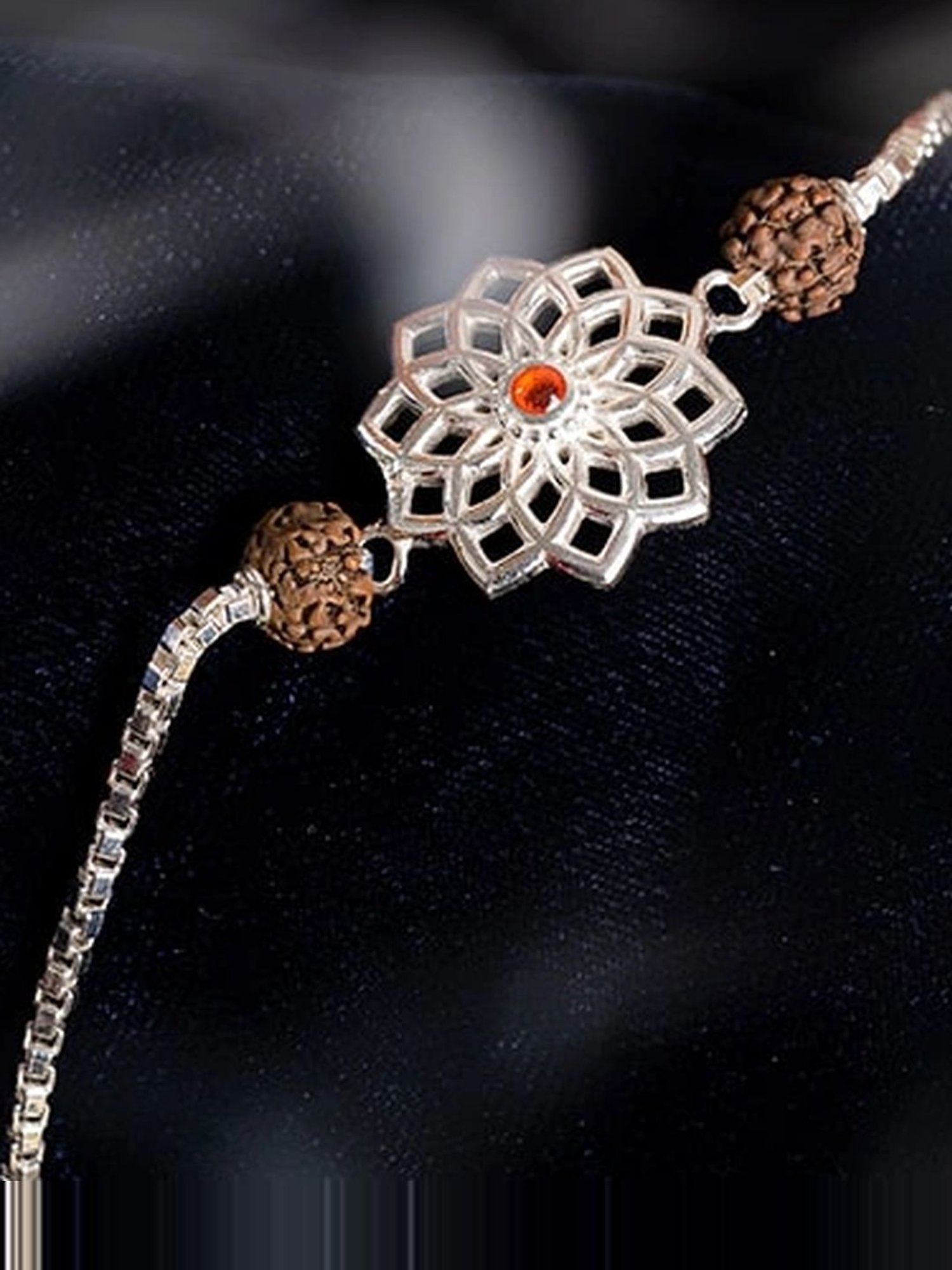 Touch925 Floral Rakhi cum Bracelet in Sterling Silver for Men
