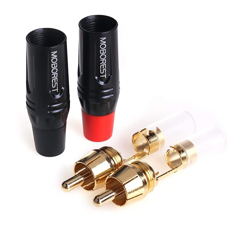RCA Male Plug Adapter Audio Phono Gold Plated Solder 24K Gold Speaker Plugs RCA Jack Cable Connector AdapterRCA Male4pack