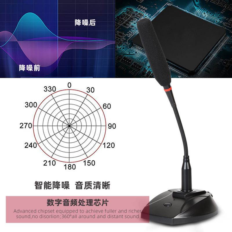 Depusheng USB Computer Microphone Desktop Condenser Microphone with Monitoring Interface for Gamelive, Singing, Meetings, Recording, etc