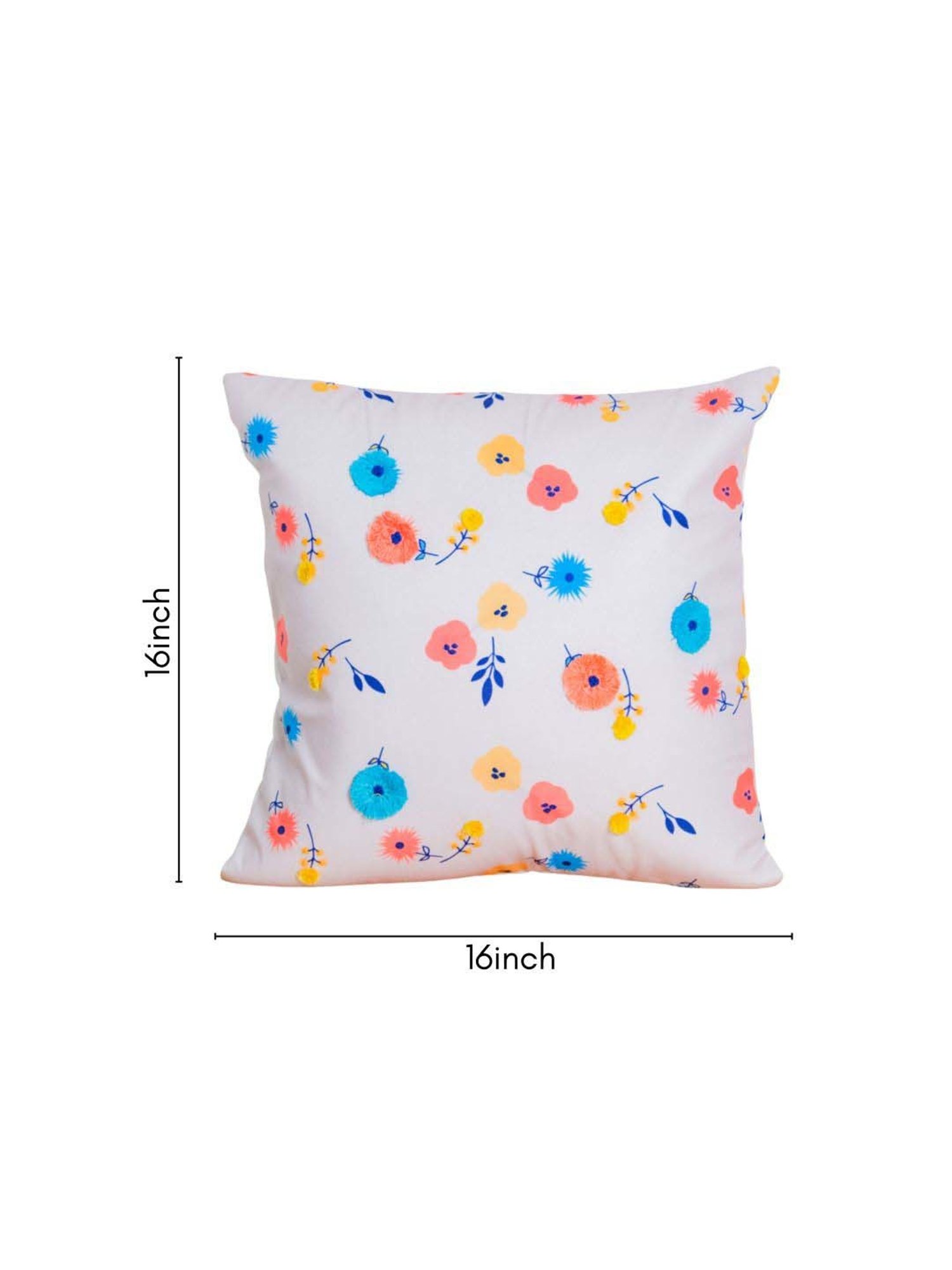 Nestasia Multicolor Square Hand Embroidered blooms velvet Cushion Cover for Bedroom(16 x 16")