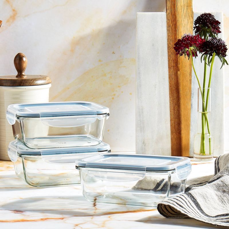 Mason Craft & More 24oz Set of 3 Rectangular Food Storage Containers with Lids