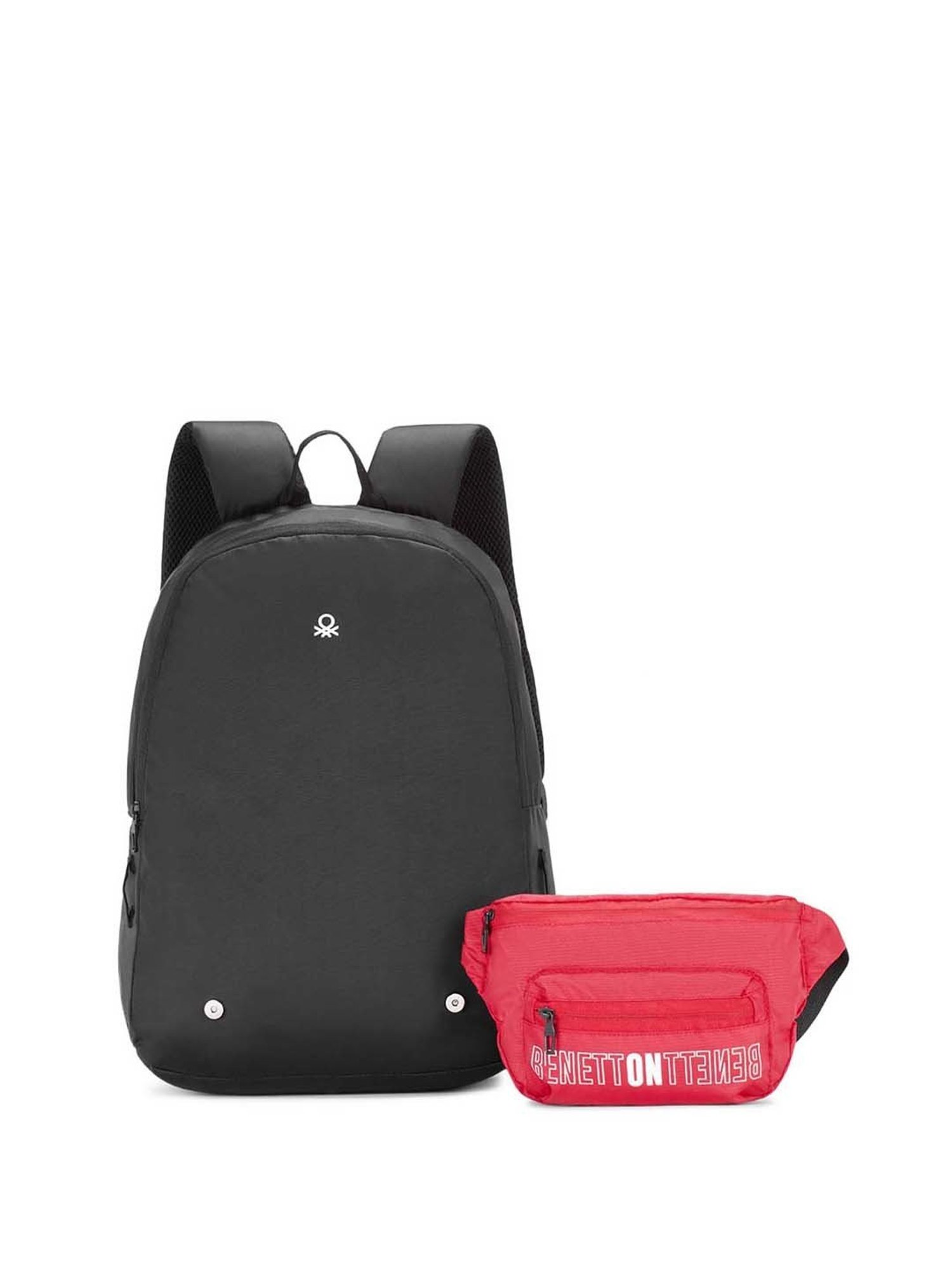 United Colors of Benetton Olivine 9 Ltrs Black & Red Small Laptop Backpack