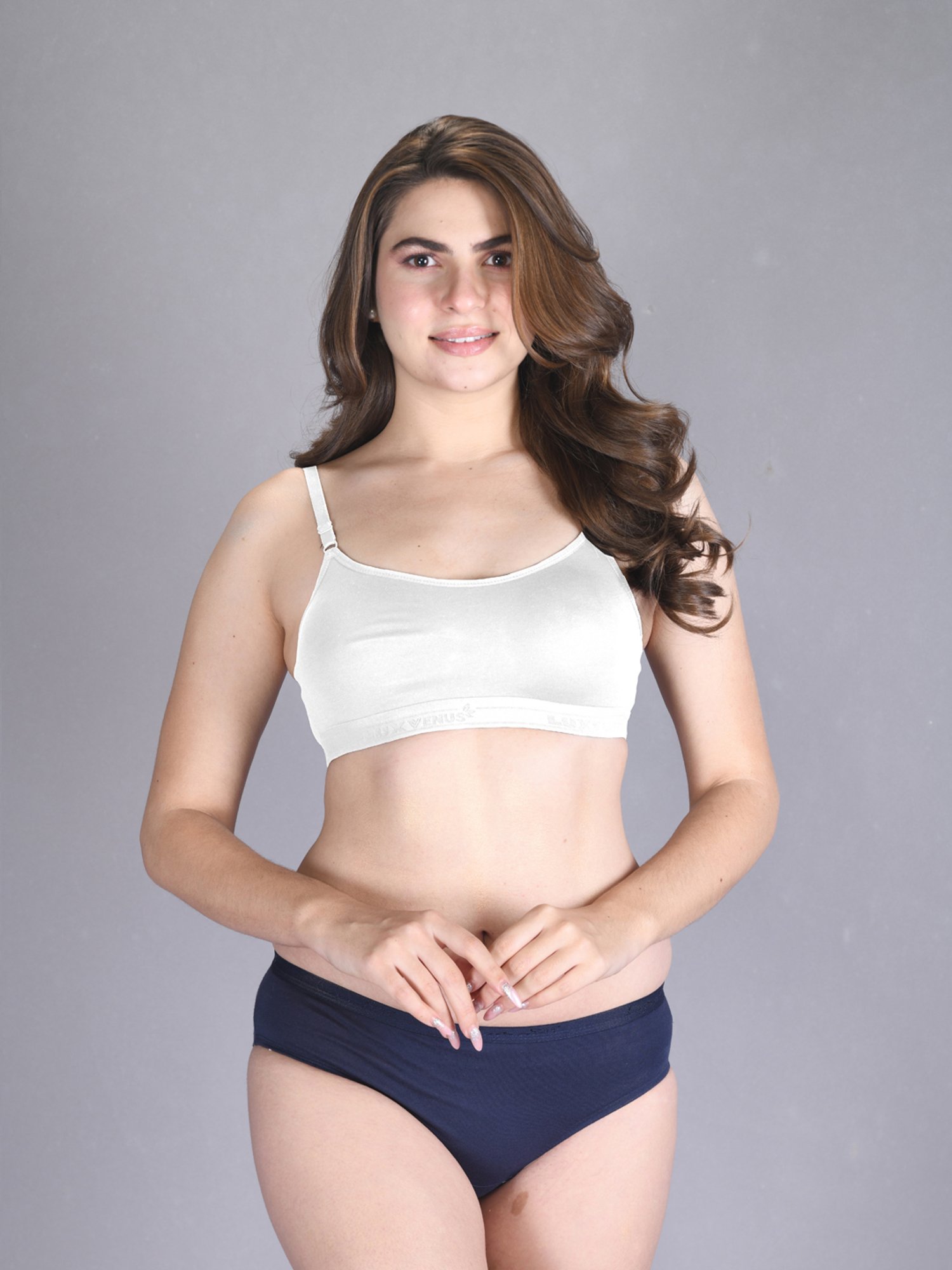 Lux Venus White Full Coverage Non-Wired Sports Bra With Adjustable Strap - Pack of 2