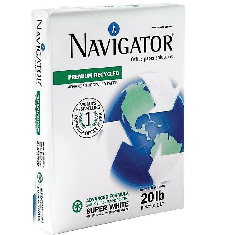 Navigator Premium Recycled Paper 92 Brightness 20lb 8-1/2 x 11 White 5000/Carton NR1120