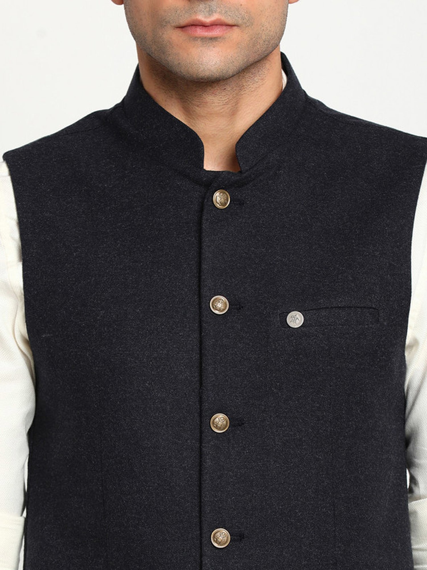 Turtle Black Slim Fit Nehru Jacket