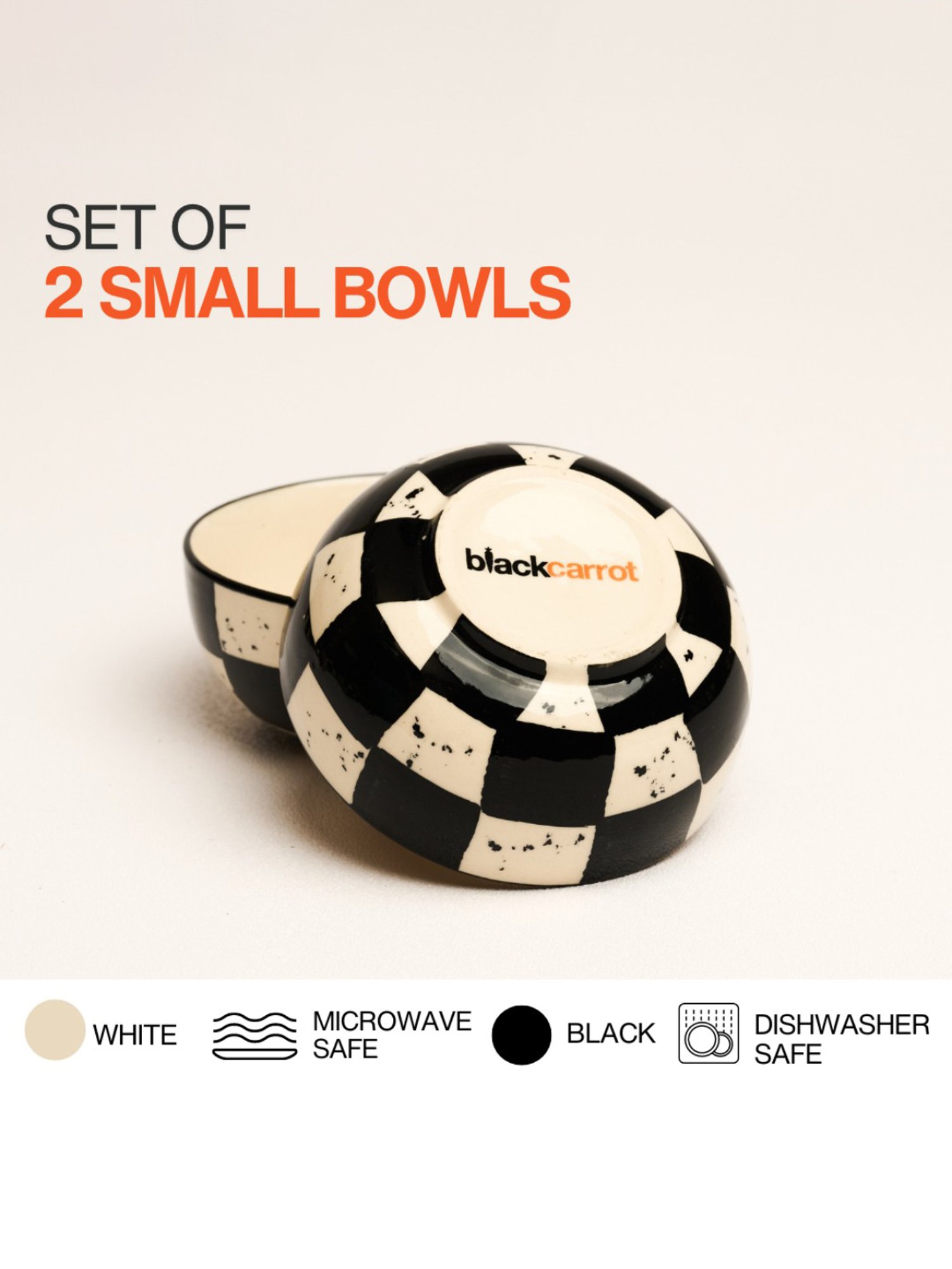 BlackCarrot Black & White Ceramic Dip Bowls Set of 2