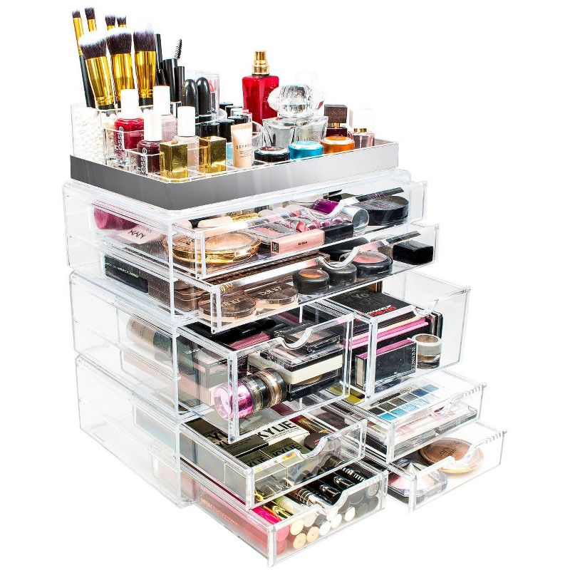 Sorbus Makeup Storage Organizer - X-Large - Set 2 -  Silver