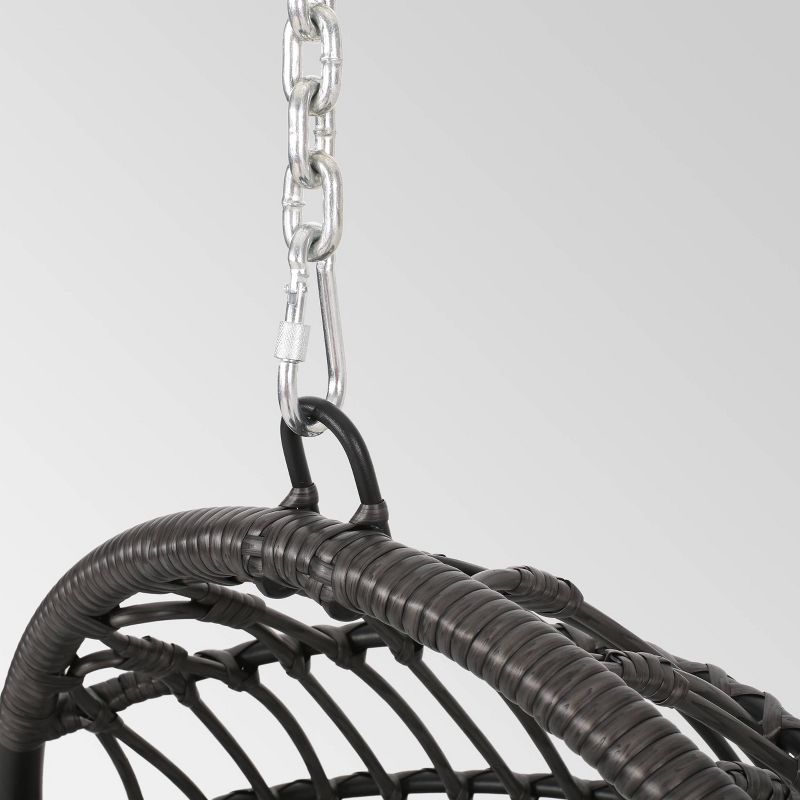 Crumpton Outdoor Wicker Hanging Chair with Stand - Gray/Dark Gray - Christopher Knight Home