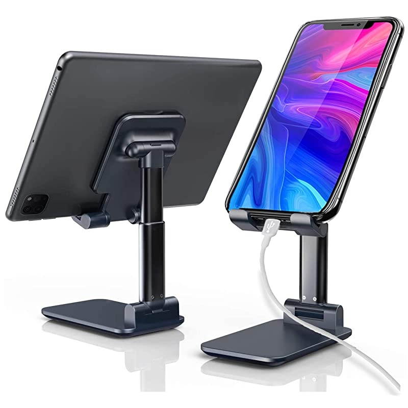 Adjustable Cell Phone Stand Foldable Tablet Stand Portable Phone Holder for Desk Compatible with iPhone 11 Pro XS Max XR X Samsung Galaxy S10 S9TabletsDark Blue