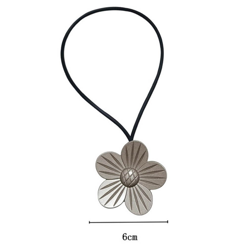 2pcs Magnetic Curtain Tiebacks Simple Flower Design Curtain Clasp Metal Curtain Buckles for Home Office Shop (Silver)