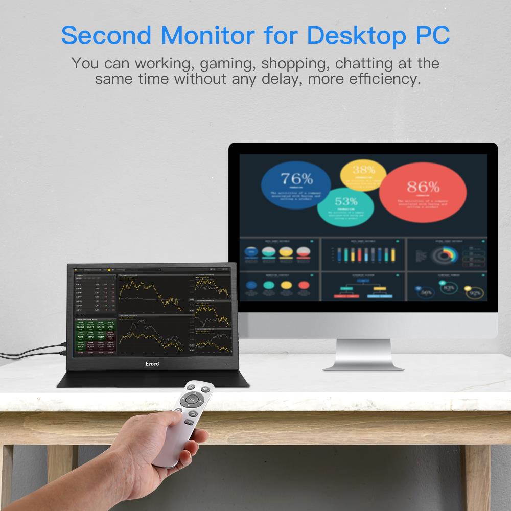 Eyoyo 13" Portable PC Gaming Monitor, 2540x1440 High Resolution IPS Game Monitor with HDMI Input for Xbox One Xbox 360 PS3 PS4 WiiU Switch Raspberry Pi 3, 2 1 Model B B+ w/ Built-in Speakers