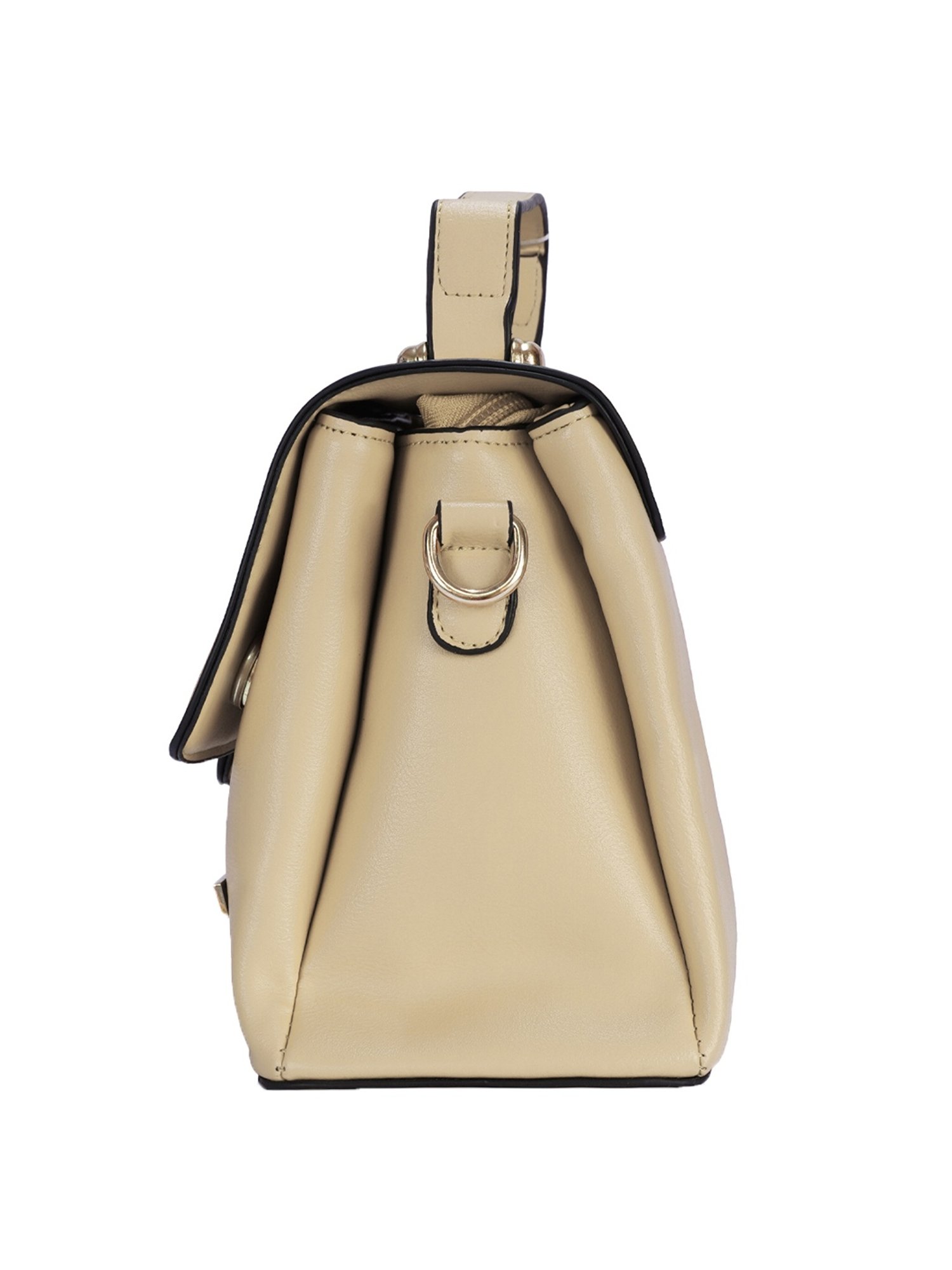 Luvoksi Beige Solid Medium Satchel Handbag