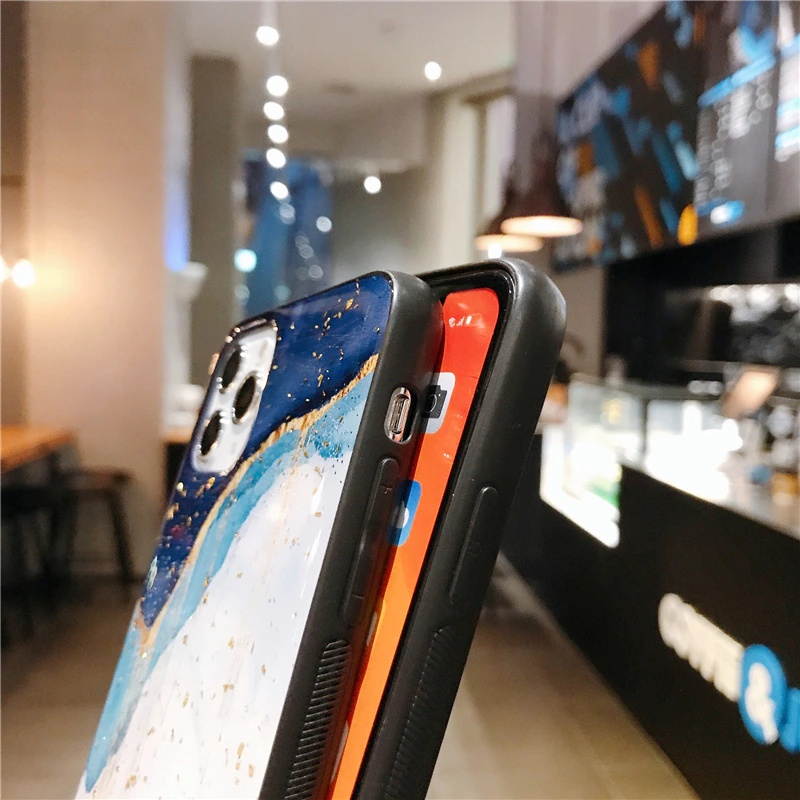 Luxury Gold Foil Silicon Case For iPhone 12 11 Pro Xs Max Mini SE Glitter Quicksand Marble Soft Cover For iPhone X XR 6 7 8 Plus