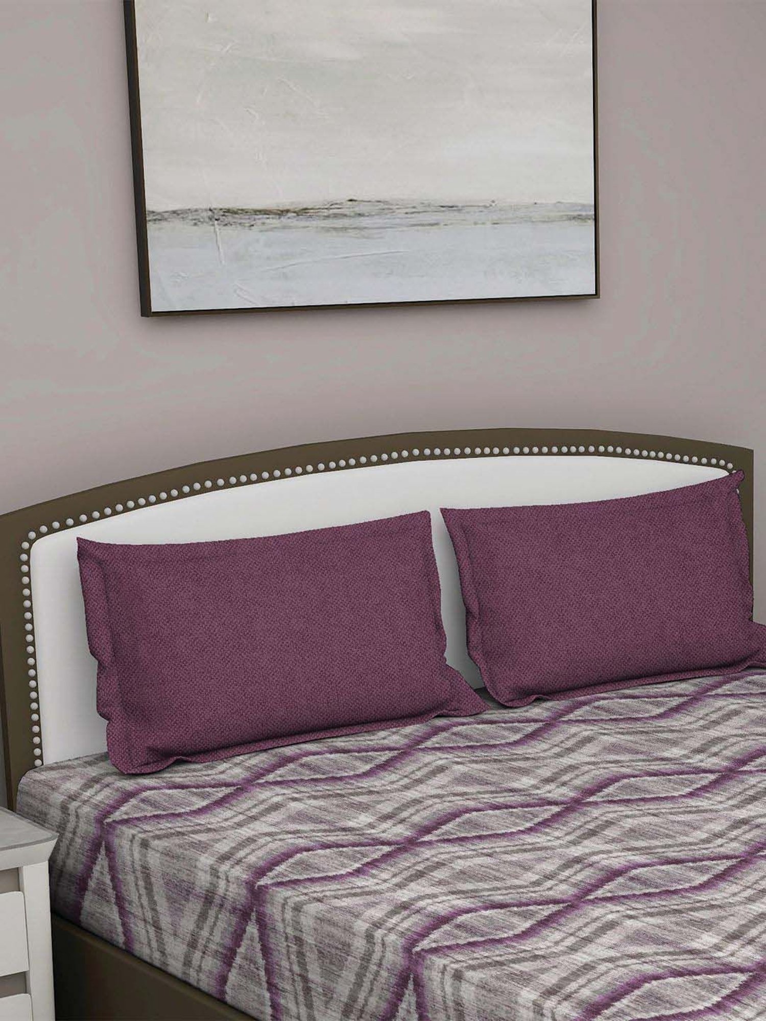 GM Burgundy Cotton 180 TC Double Queen Size Bedsheet With 2 Pillow Cover