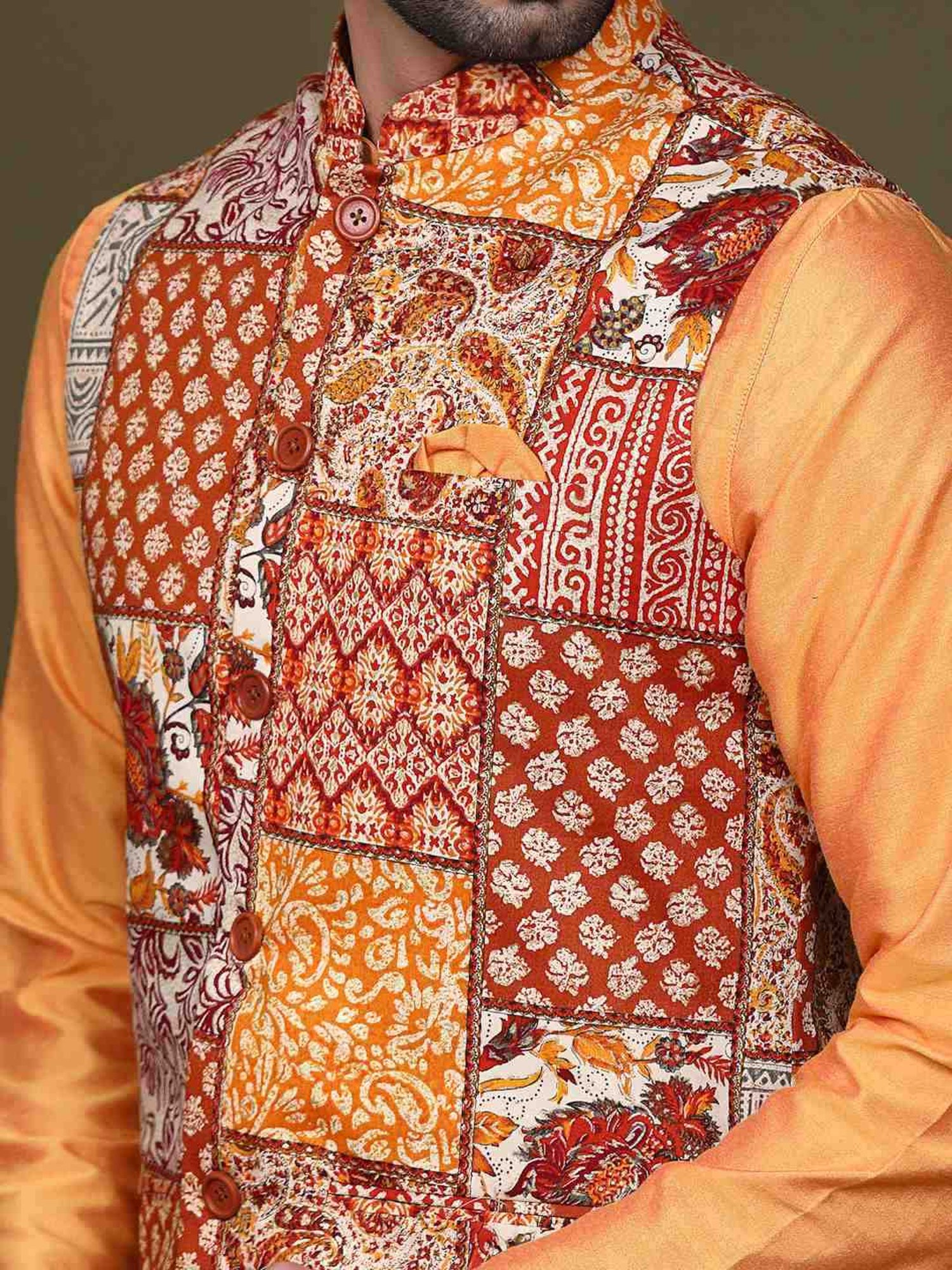 KISAH Multicolor Regular Fit Printed Nehru Jacket