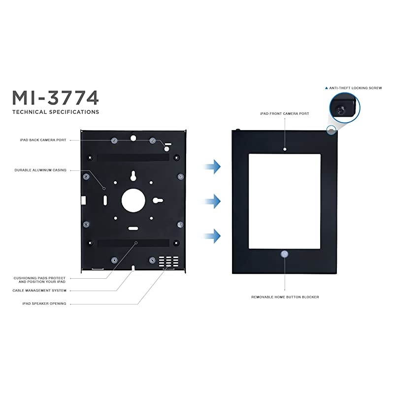 Swing Arm iPad Wall Mount | Articulating iPad Locking Stand | ContactLess iPad POS Kiosk | Secure Tablet Wall Kiosk for iPad 97 MI3774